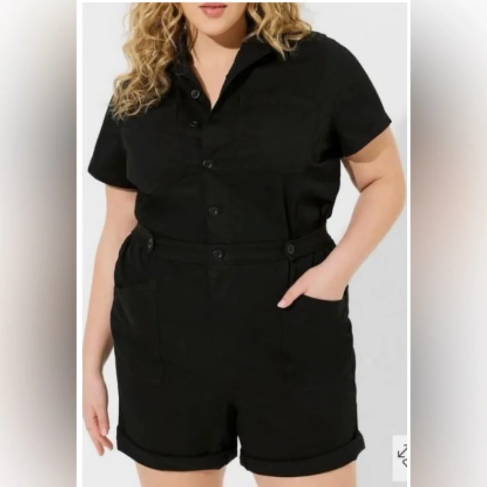 Torrid 8" Twill Lightweight Jumpsuit (Romper) - Picture 16 of 16